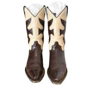 Frye Vintage Daisy Dukes Brown Leather Pointed Toe Cowgirl Boots Size 6.5